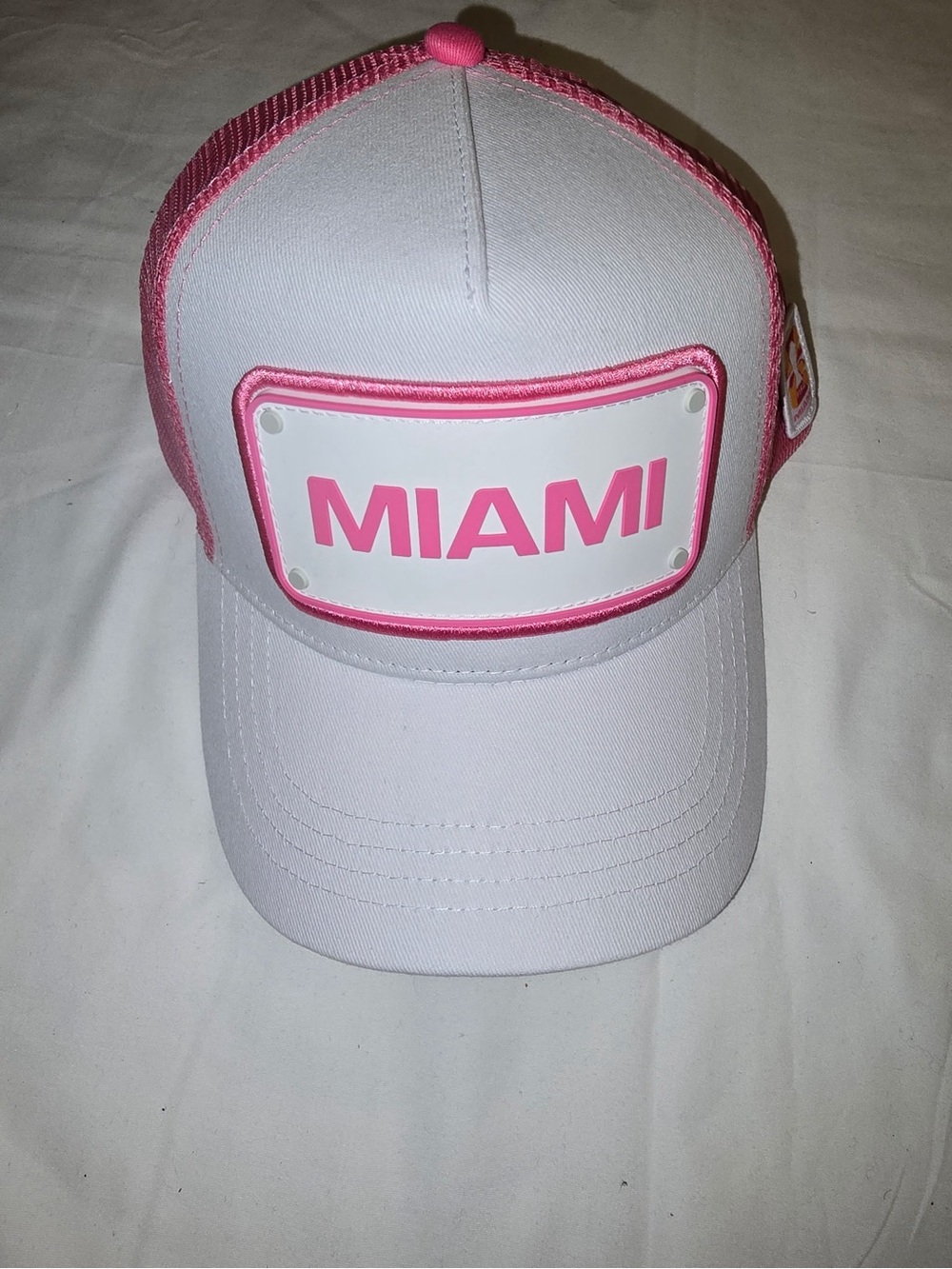 miami Pink & White Kids Mesh Trucker Hat